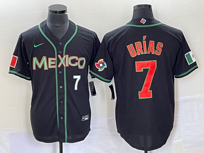 Men 2023 World Cub Mexico #7 Urias Black red Nike MLB Jersey5->more jerseys->MLB Jersey